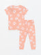Crew Neck Short Sleeve Floral Baby Girl Pajama Set